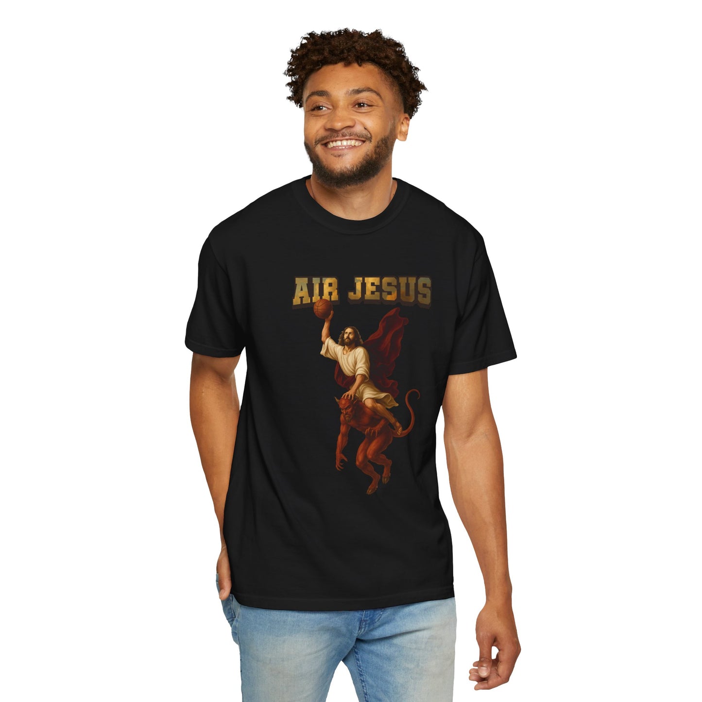 Jesus Dunking Basketball Clouds Christian T-Shirt | Air Jesus