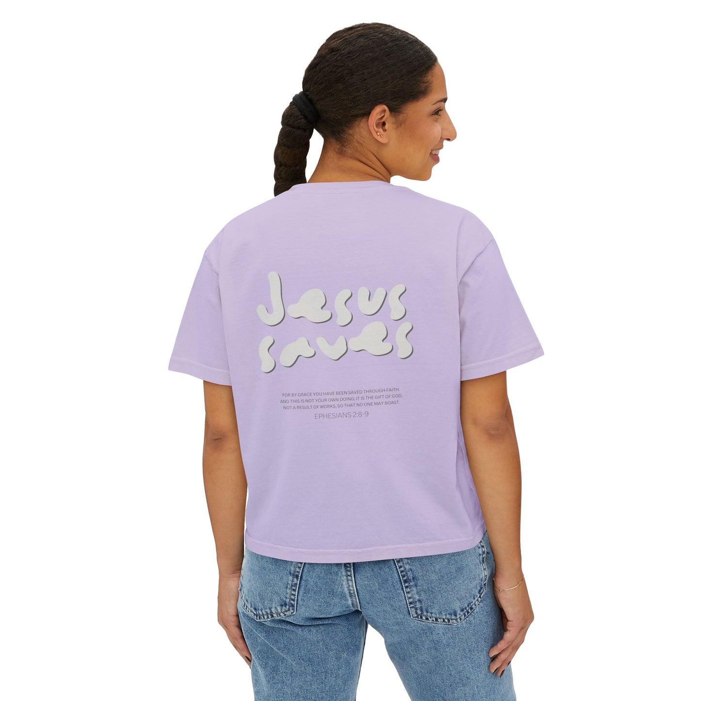 Jesus Saves Cropped Christian T-Shirt – Ephesians 2:8-9