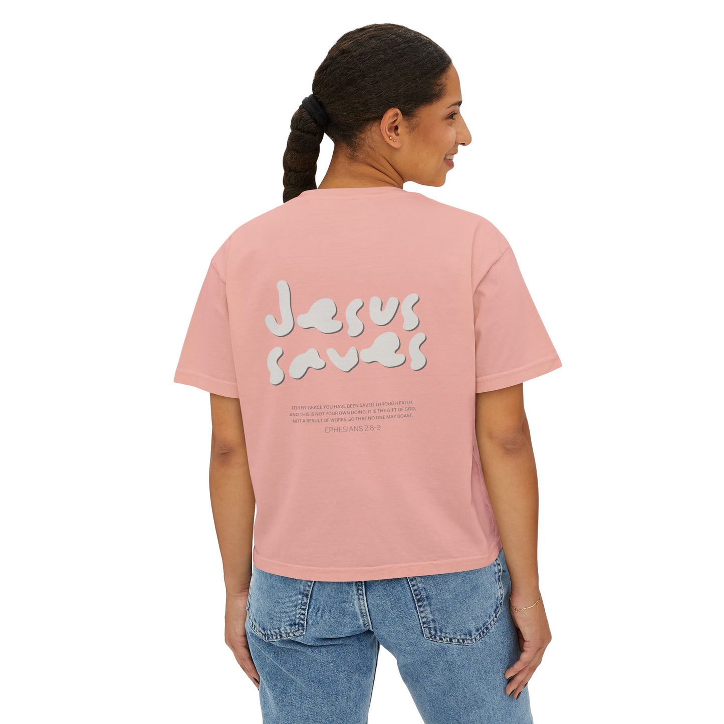 Jesus Saves Cropped Christian T-Shirt – Ephesians 2:8-9