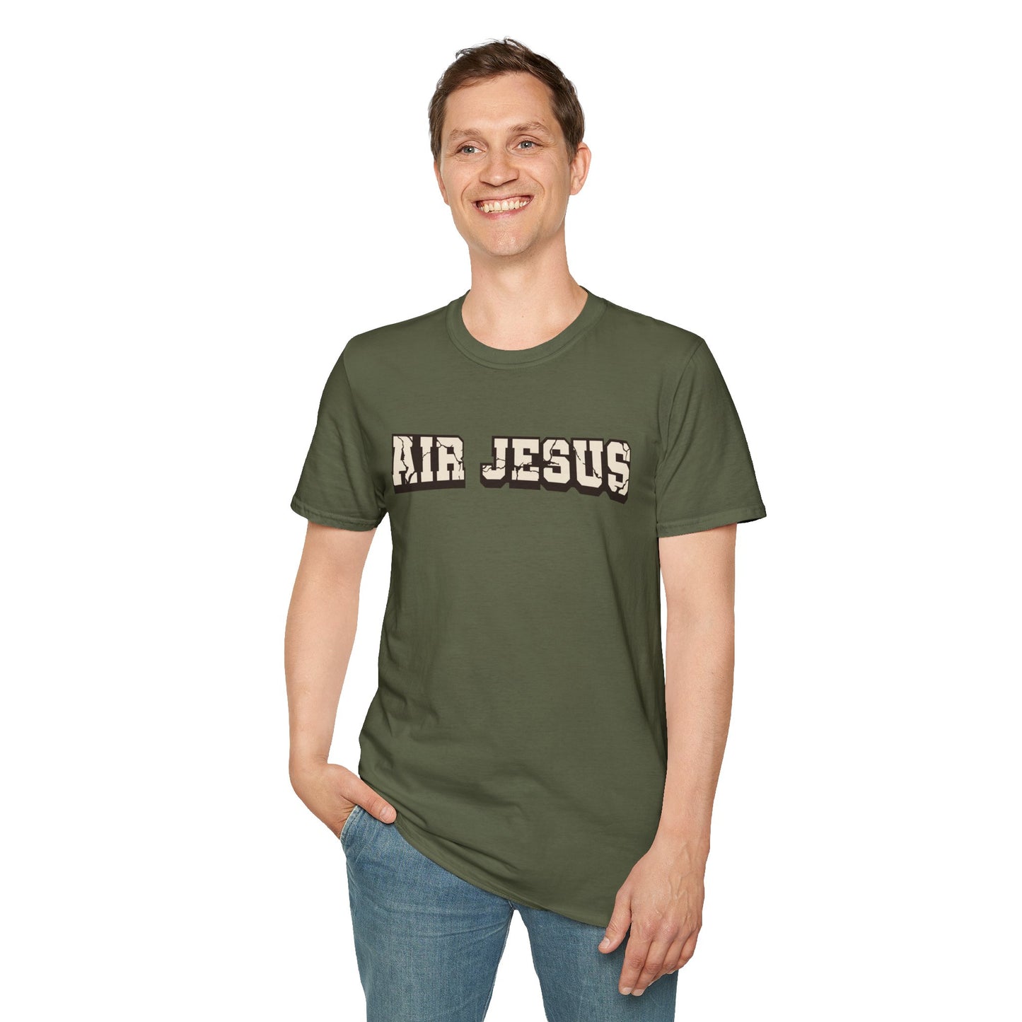 Air Jesus Cracked Text Christian T-Shirt