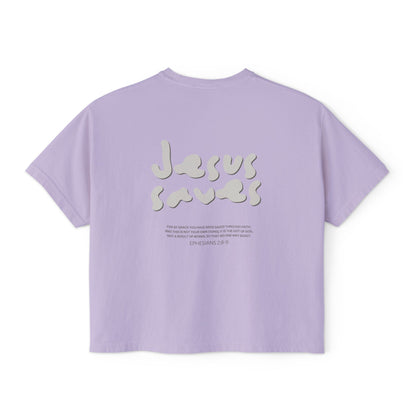 Jesus Saves Cropped Christian T-Shirt – Ephesians 2:8-9
