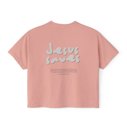 Jesus Saves Cropped Christian T-Shirt – Ephesians 2:8-9