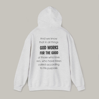 Gray hoodie with text on a beige background