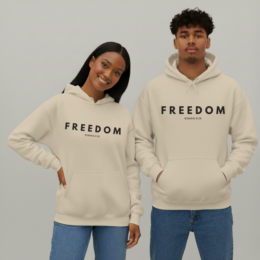 Unisex Charlie Kirk FREEDOM Hoodie – Romans 8:28 “God Works for the Good”