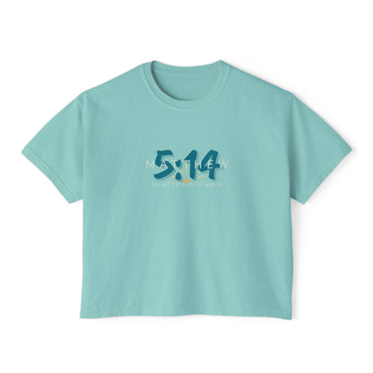 Light blue t-shirt with '5:14' print on a white background