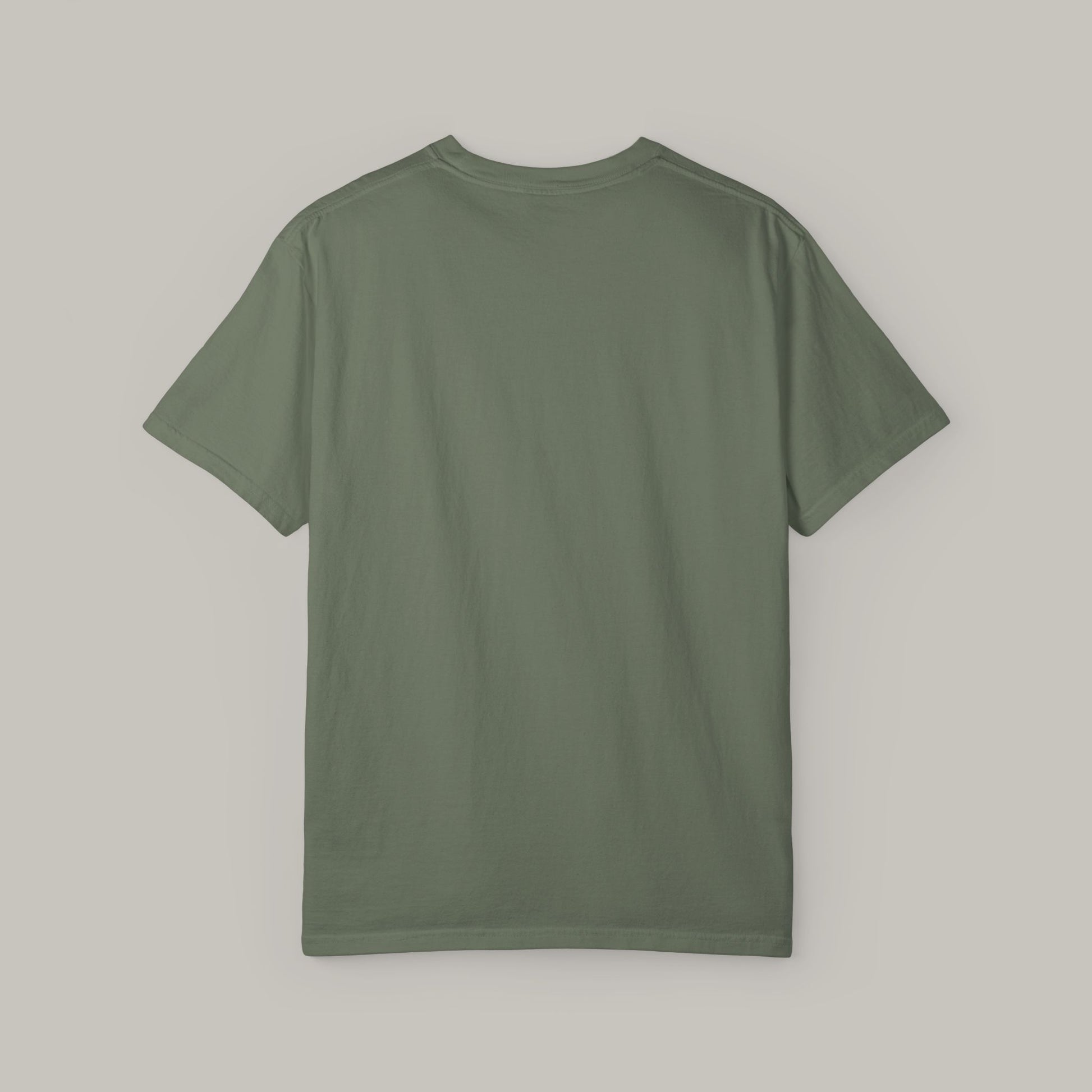 Green t-shirt on a gray background